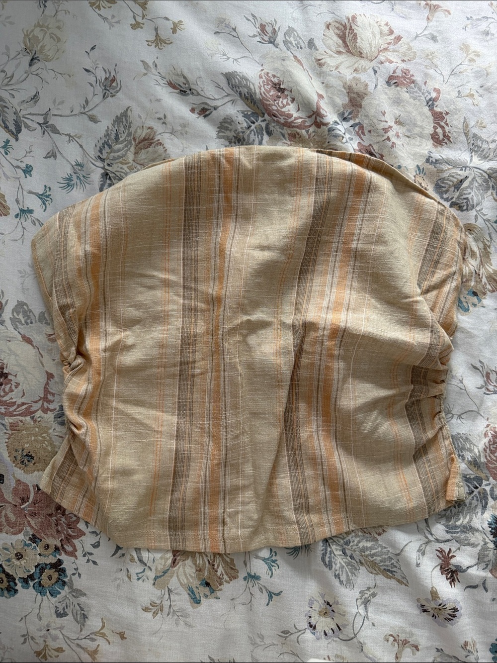Bershka Beige & Mustard Striped Bustier Top